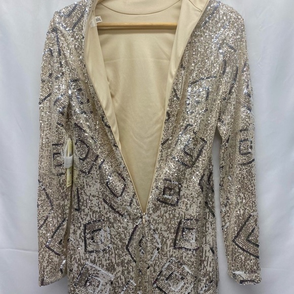 ELIZA J SEQUIN DRESS 4 long sleeve back zip closure fully lined VEGAS FORMAL - Picture 5 of 12